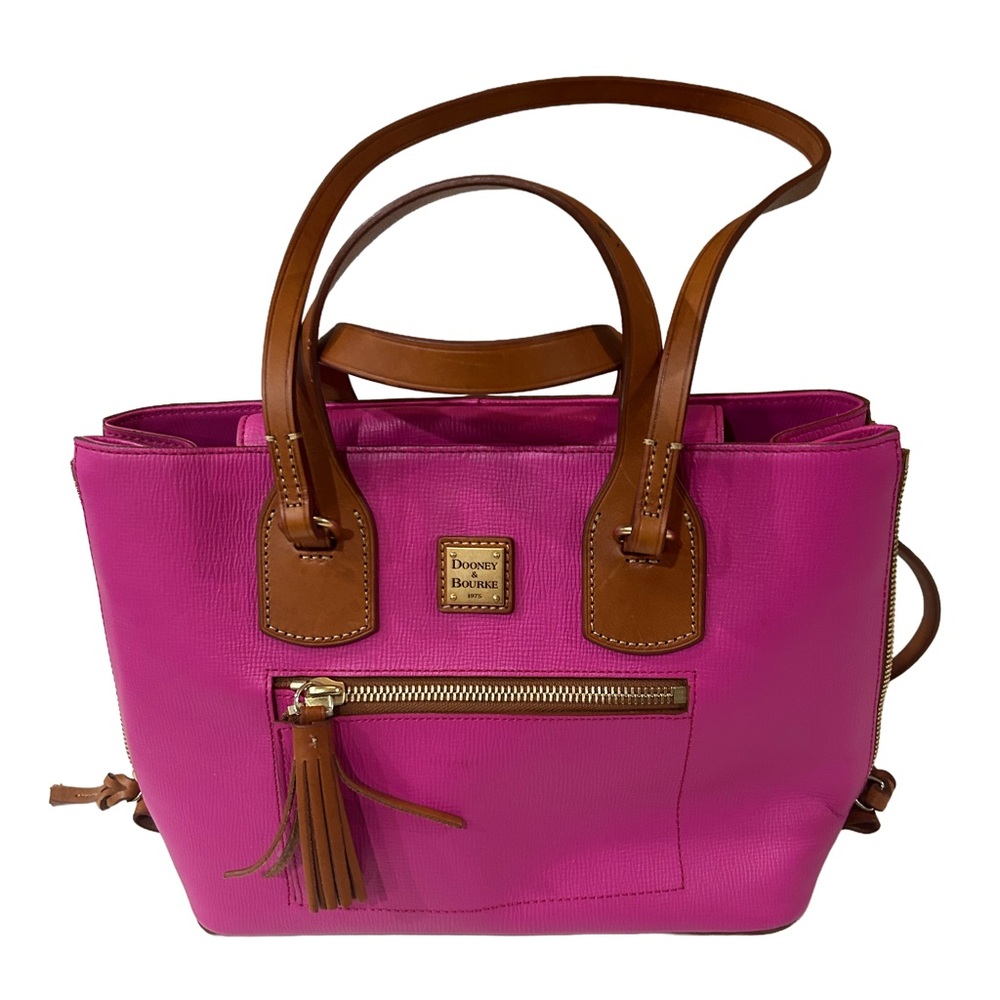 Dooney & Bourke Fuchsia and Tan Tote